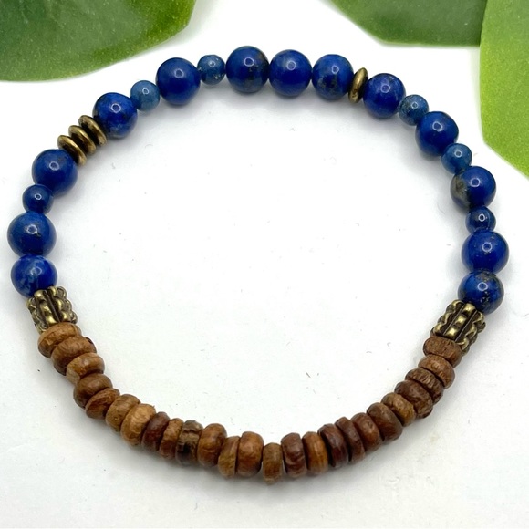 lapis lazuli gemstones stretch bracelet - Picture 2 of 3